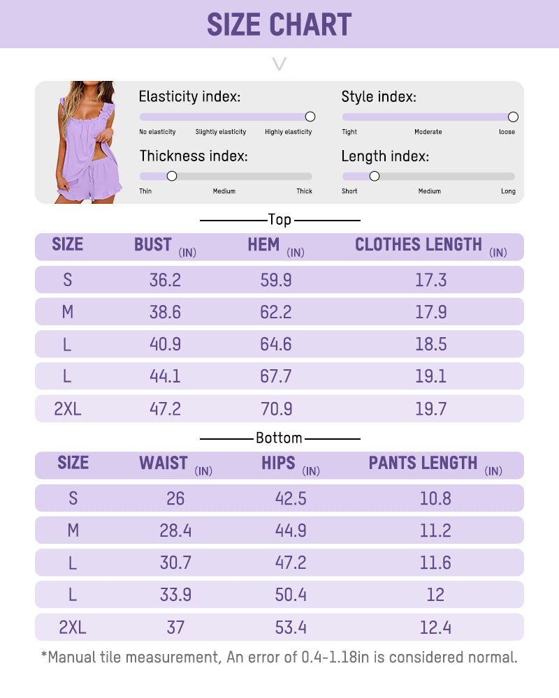 Missklara 2-Delige Zachte Pyjama Set met Ruffle Tanktop & Shorts