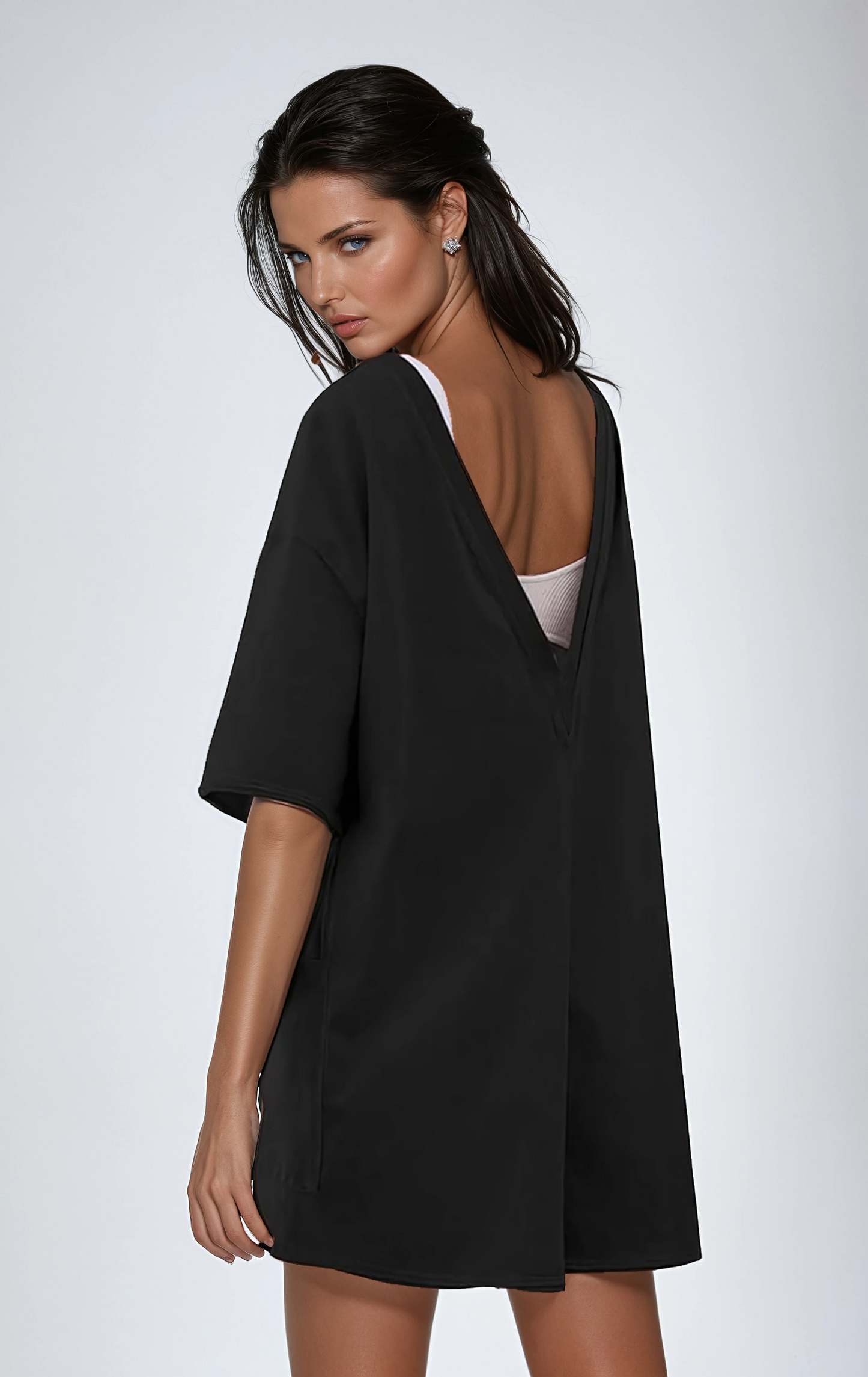 Casual One-Piece V-Back Romper with Pockets
