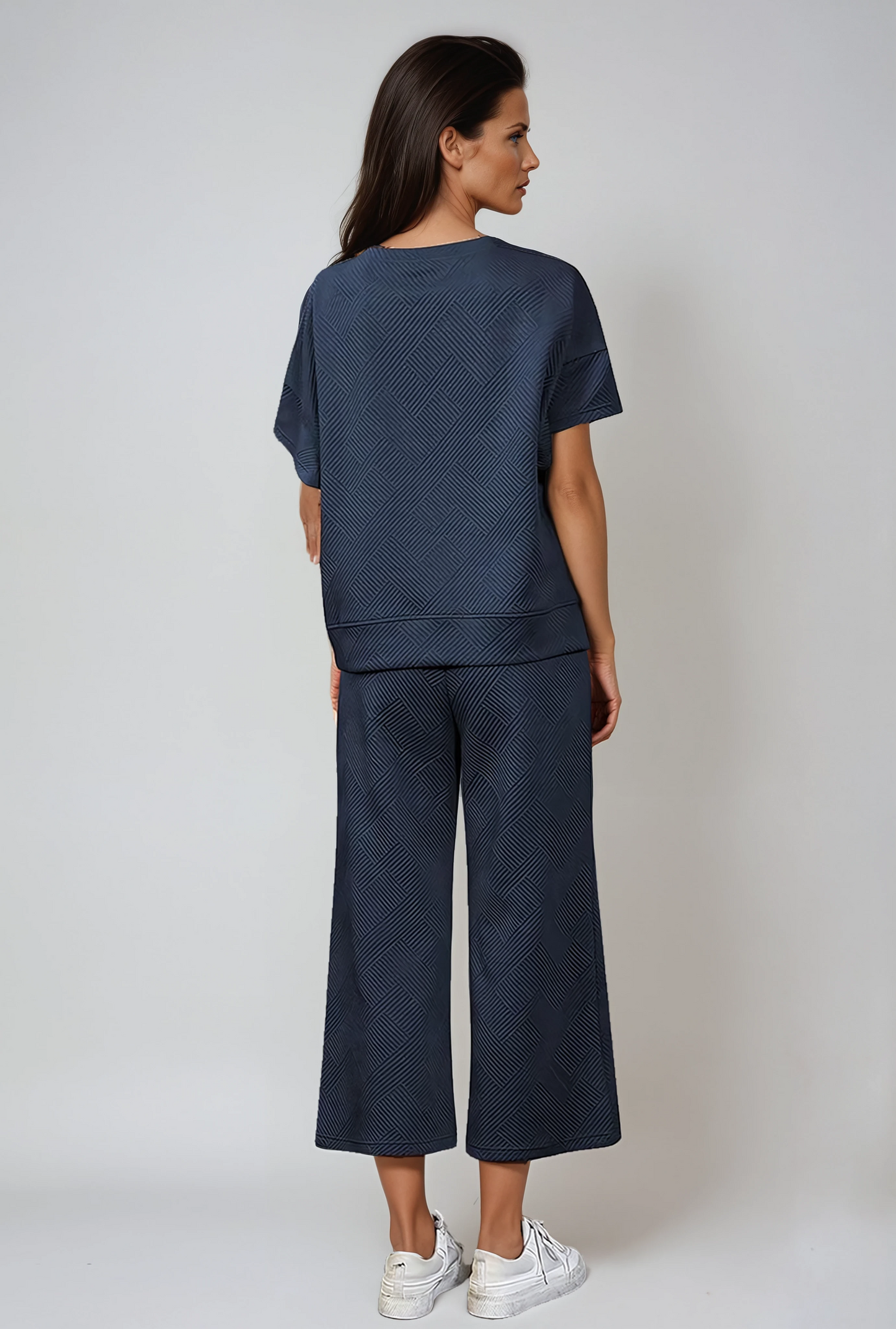 Textured Knit Two-Piece Lounge Set with Drawstring Waist