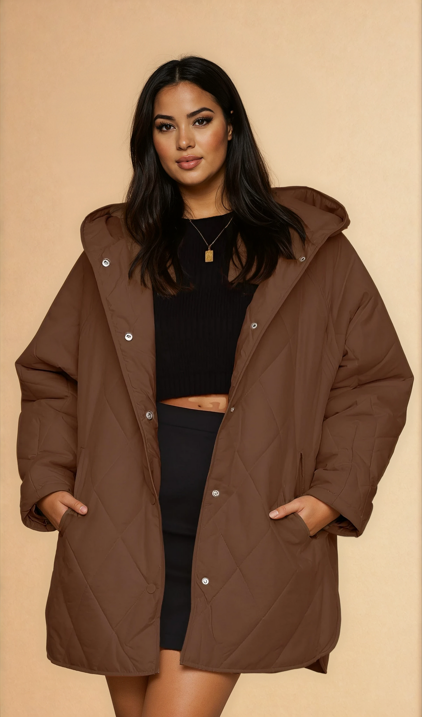 Missklara Diamant-Steppjacke mit Kapuze