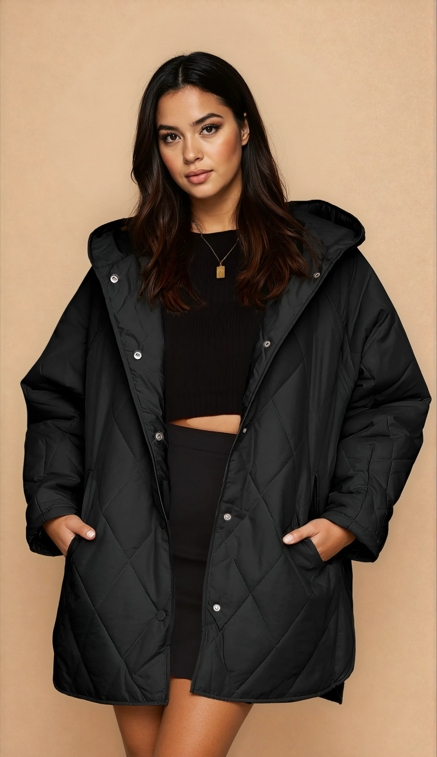 Missklara Diamant-Steppjacke mit Kapuze