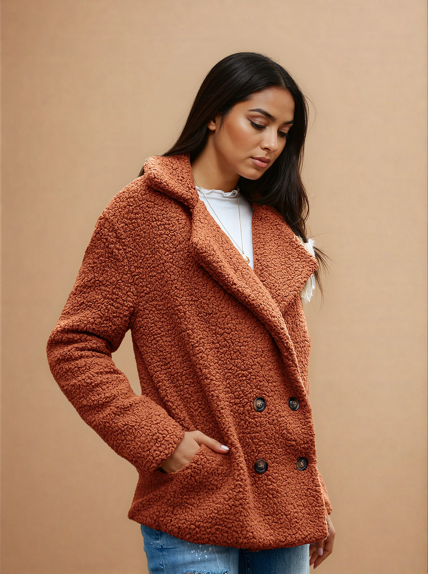 Missklara Flauschige Oversize-Capejacke
