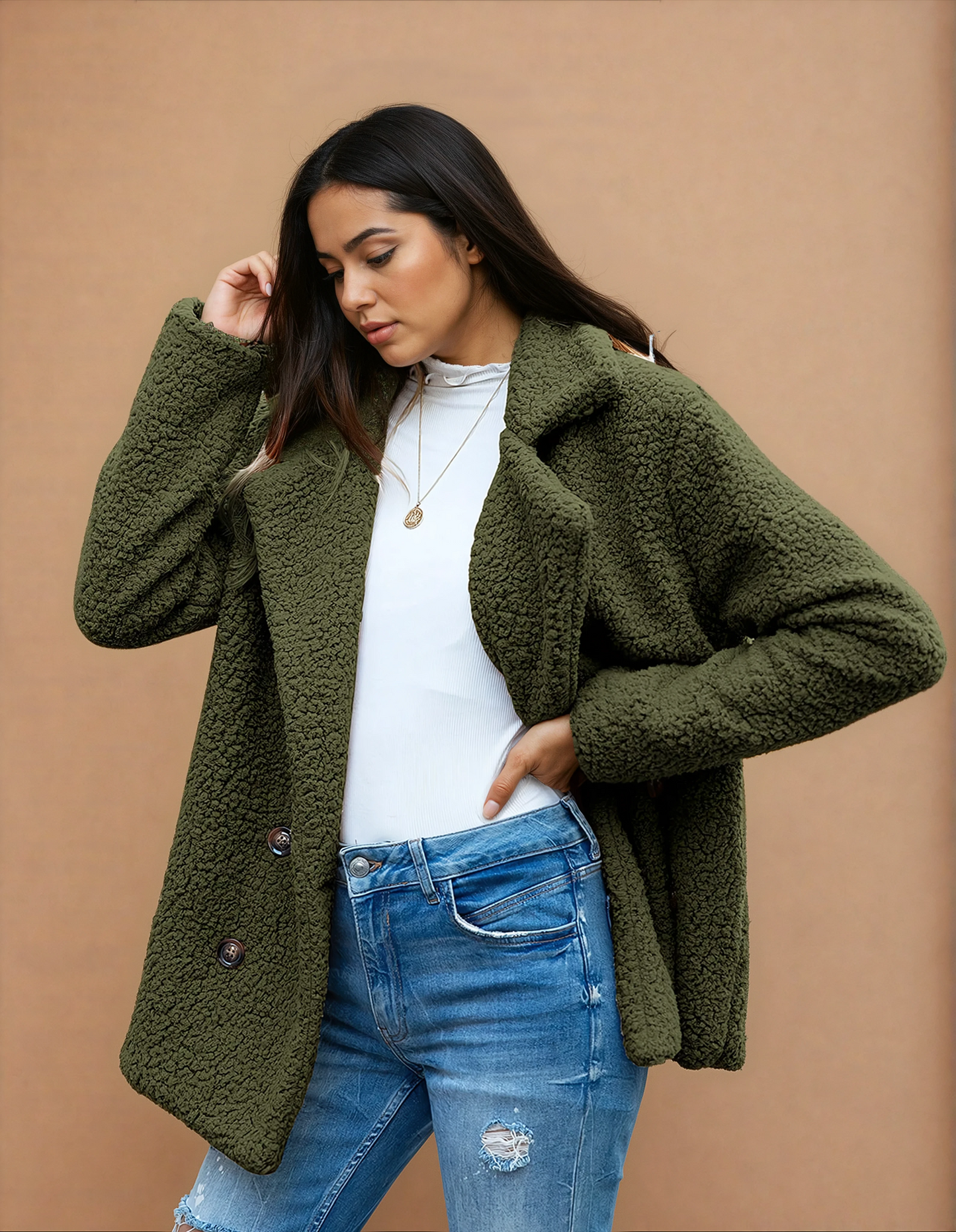 Missklara Flauschige Oversize-Capejacke