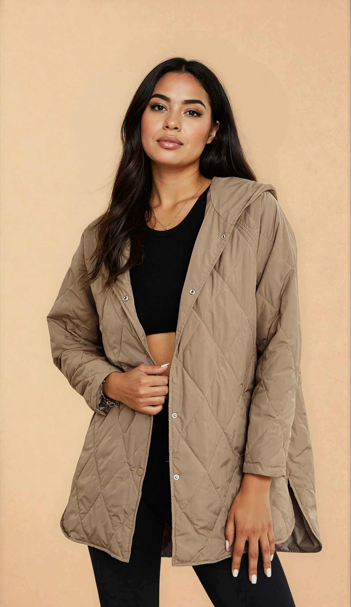 Missklara Diamant-Steppjacke mit Kapuze