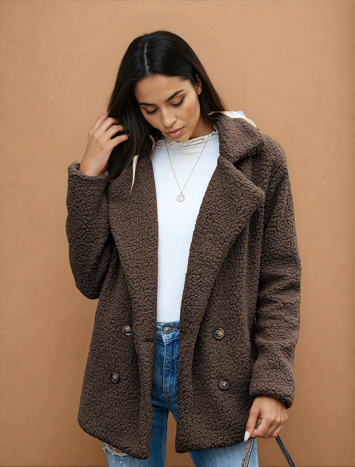 Missklara Flauschige Oversize-Capejacke