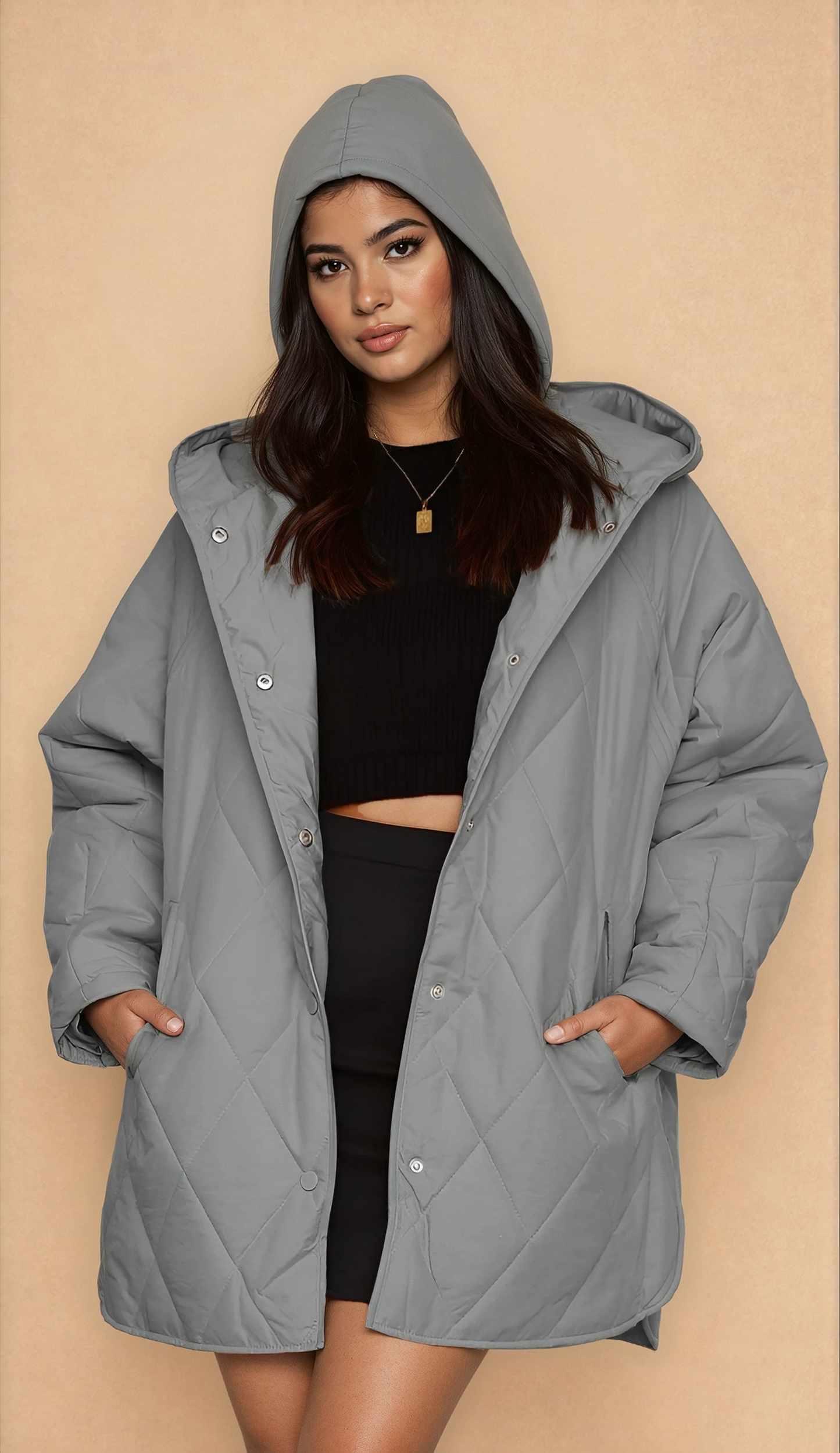 Missklara Diamant-Steppjacke mit Kapuze