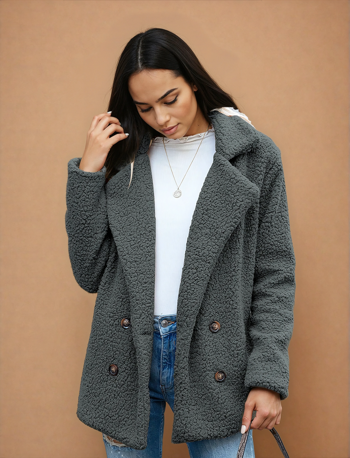 Missklara Flauschige Oversize-Capejacke