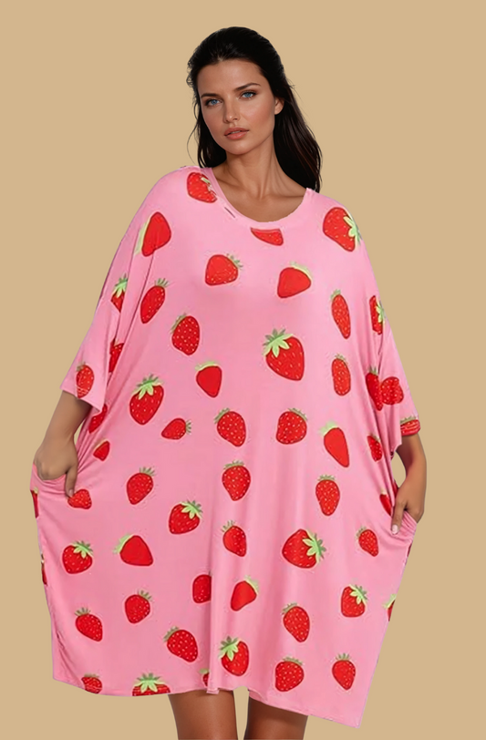 Missklara Plus-Size Oversized Nachtshirt mit Taschen