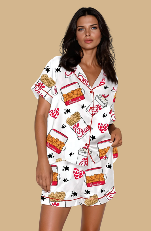MissKlara Huhn Print Satin-Set