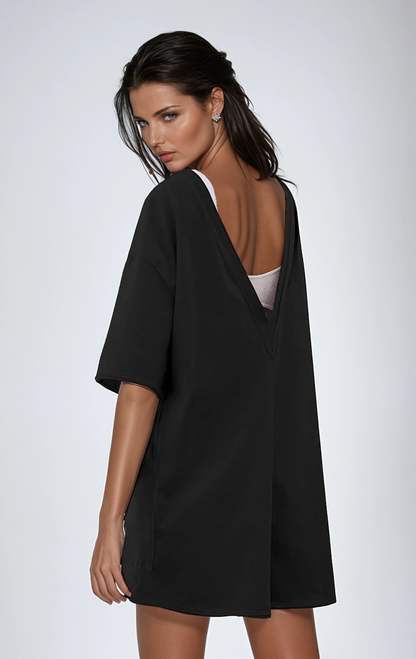 Casual One-Piece V-Back Romper with Pockets