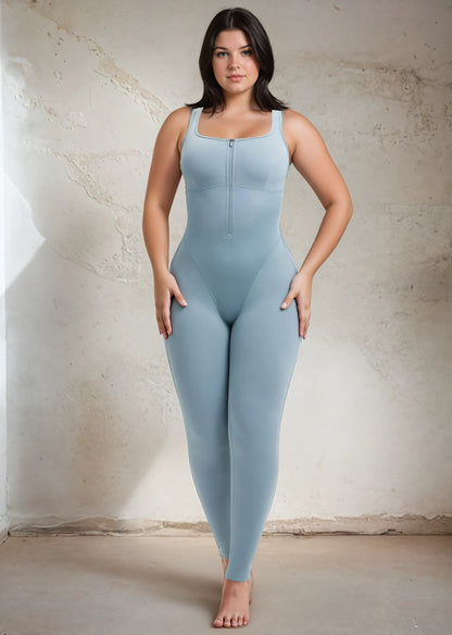 SaunaSculpt Compression Jumpsuit Dusty Blue