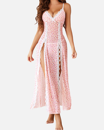MissKlara Sexy Mesh V-Hals Lace Nachthemd