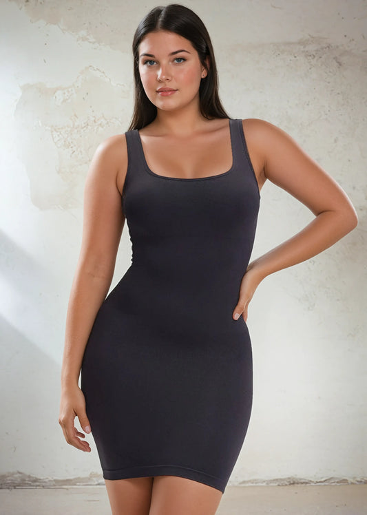 SnatchedKnit Tank Mini Dress Black