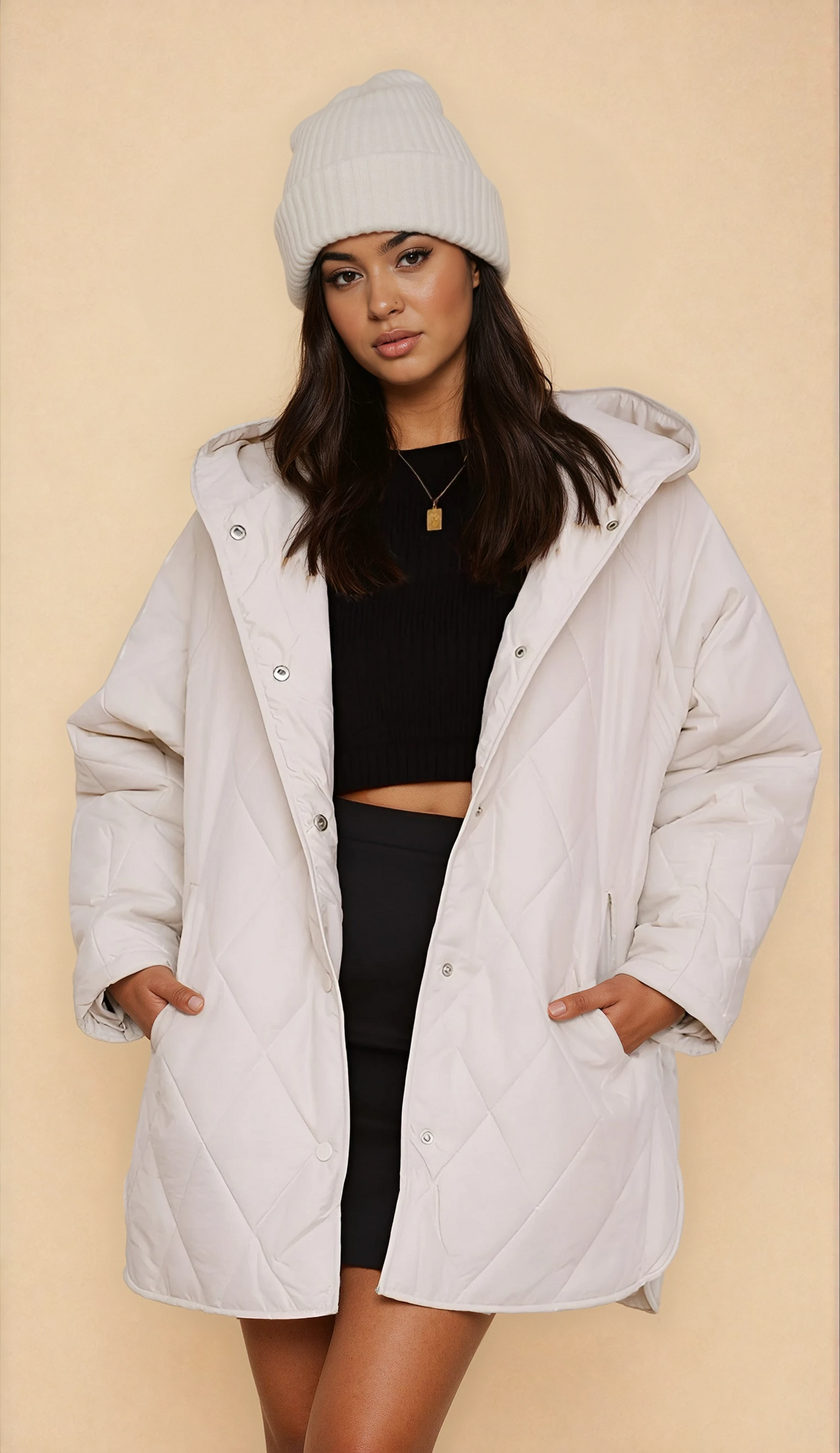Missklara Diamant-Steppjacke mit Kapuze