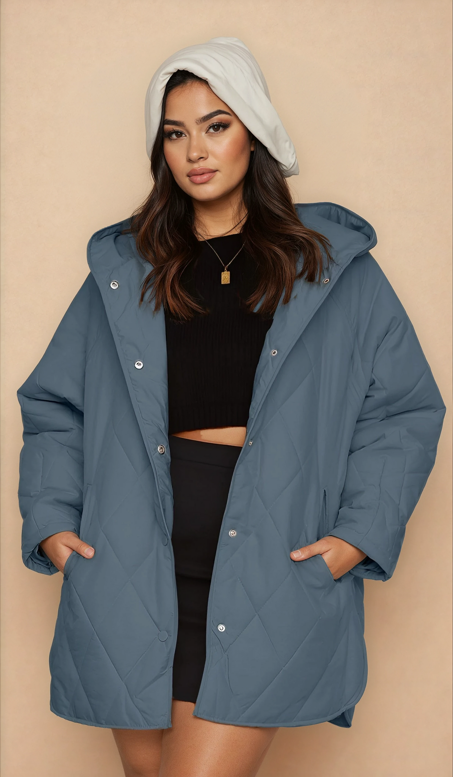 Missklara Diamant-Steppjacke mit Kapuze